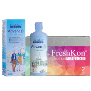 FreshKon monthly cosmetic lens  Package A (1x monthly lens, 1x advance solution 360ml)